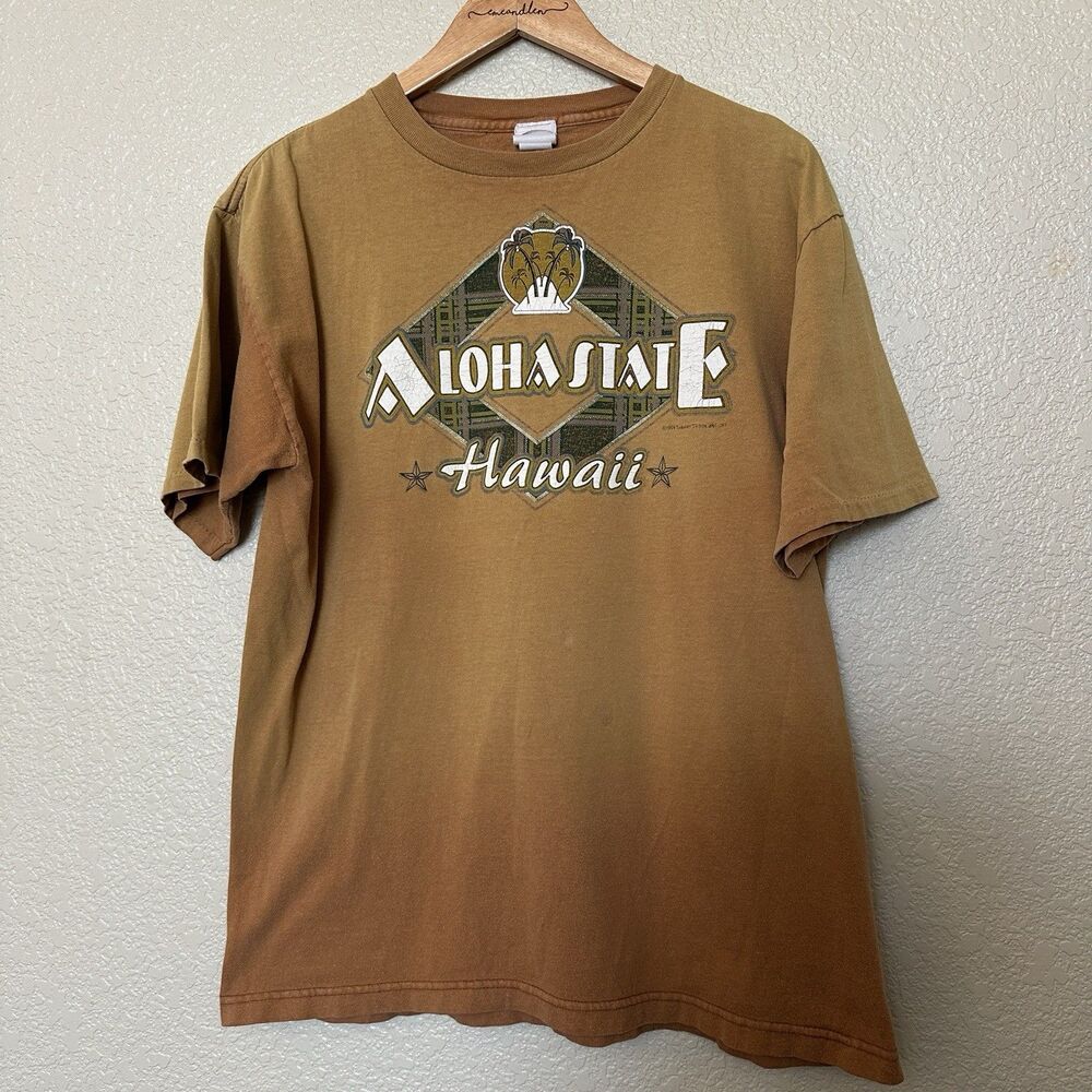 Vintage Hawaiian Red Dirt Dyed T-shirt‎ Aloha State Orange Large 1996 90s
